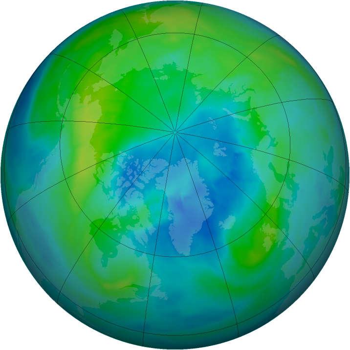 Arctic ozone map for 09 October 2014